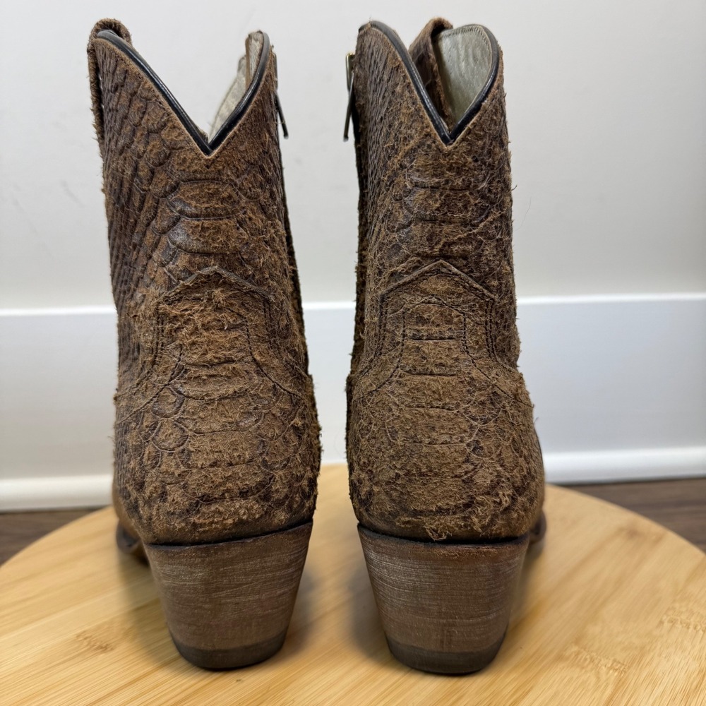 Ariat Western Boots Womens 6.5 Brown Snakeskin Leather Zip Cowgirl Boho Rustic - Picture 4 of 8